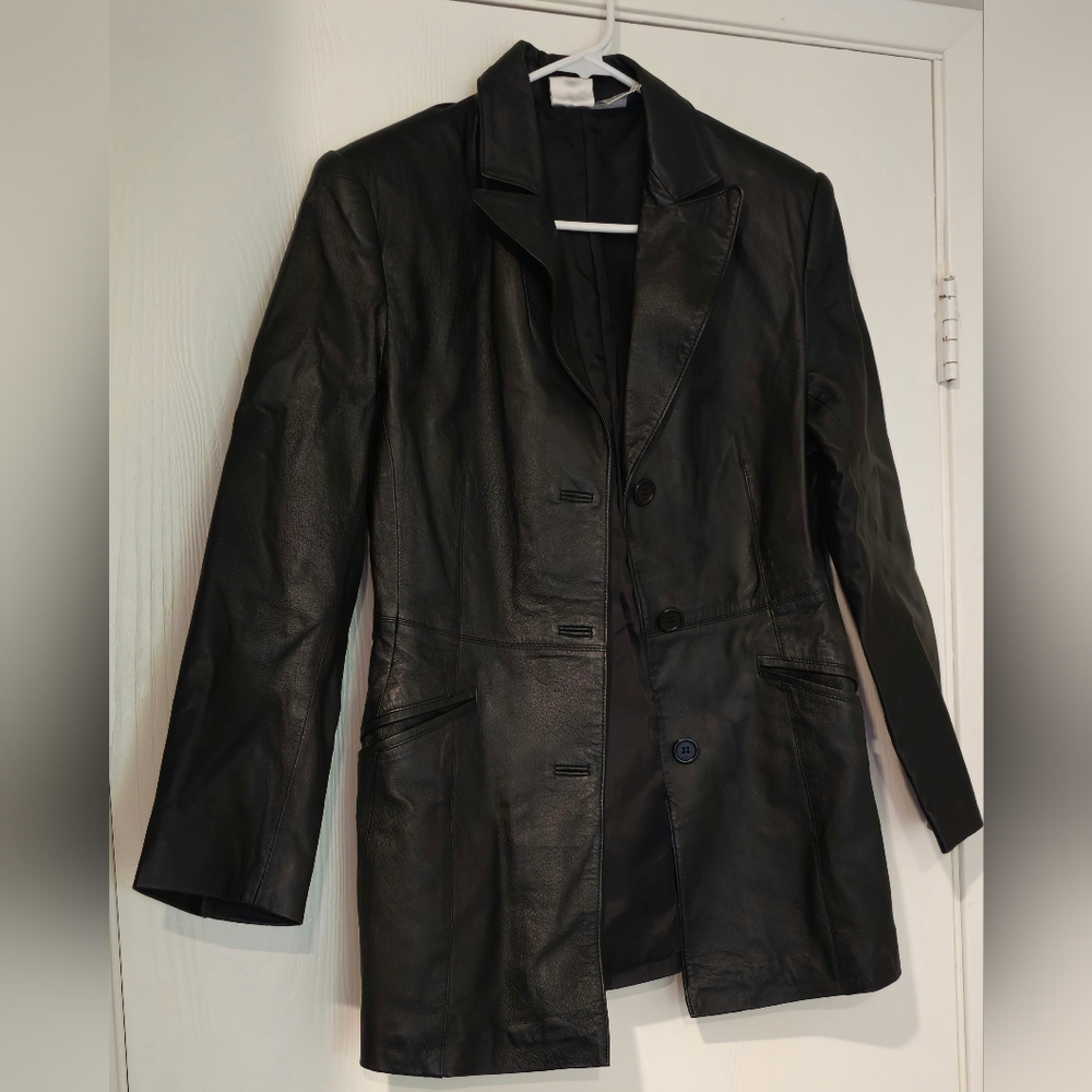 Newport News Black Leather Jacket Vintage